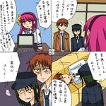  2boys 4koma angel_beats! comic computer laptop multiple_boys naoi_ayato ogata_megumi otonashi_(angel_beats!) rifyu seiyuu_connection translated yuri_(angel_beats!) 