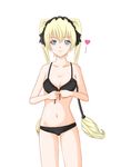  bikini blonde_hair blue_eyes breasts ekaterina_kurae heart long_hair medium_breasts seikon_no_qwaser solo swimsuit tecchi_(reichel) 