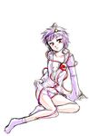  eyes hairband heart kisaragi_ryou_(sougetsu-tei) komeiji_satori panties pink_hair red_eyes short_hair socks solo touhou underwear 