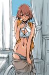  bra grin lingerie minato_fumi my-hime naughty_face orange_hair panties school_uniform short_hair smile solo teasing tokiha_mai underwear undressing 