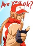  akimaru blonde_hair english fatal_fury hat male_focus pointing ponytail solo terry_bogard the_king_of_fighters 