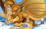  2022 absurd_res animal_genitalia balls dragon dragon_(dnd) dungeons_and_dragons duo female female_penetrated feral genitals gold_dragon_(dnd) hasbro hi_res inno-sjoa male male/female male_penetrating male_penetrating_female nude penetration penile penis pussy scalie sex vaginal wings wizards_of_the_coast 