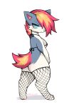  anthro bottomless breasts butt clothed clothing female fishnet generation_2_pokemon hi_res koivyx looking_at_viewer nintendo pokemon pokemon_(species) pouting quilava solo thick_thighs video_games 