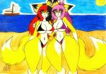  2021 anthro beach big_breasts big_butt bikini bikini_bottom bikini_top biped black_hair boat breasts butt canid canine clothed clothing cross dated duo eyelashes female fluffy fluffy_tail fox fur group hair looking_at_viewer malice_(rukaisho) mammal multicolored_body multicolored_ears multicolored_fur multicolored_hair navel purple_hair raised_arms red_hair seaside solo sonia_(rukaisho) swimwear theloanwanderer216 thick_thighs traditional_media_(artwork) two_tone_body two_tone_ears two_tone_fur two_tone_hair vehicle water watercraft white_body white_fur wide_hips yellow_body yellow_eyes yellow_fur yellow_tail 