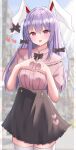  1girl :d absurdres alternate_costume animal_ears aohane blurry blurry_background blush cowboy_shot heart heart_hands highres long_hair looking_at_viewer open_mouth rabbit_ears reisen_udongein_inaba skirt smile solo thighhighs touhou zettai_ryouiki 