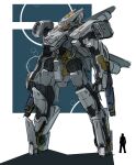  arm_cannon cosmos24368 highres mecha missile_pod no_humans original robot science_fiction silhouette size_comparison sketch solo_focus standing thrusters weapon 