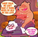  2022 anthro anukkyt belly big_butt blush butt cartoon_network controller duo english_text game_controller gaming giant_panda grizzly_(wbb) hi_res inside male mammal moobs nipples overweight overweight_male panda_(wbb) playing_videogame sex text ursid we_bare_bears 