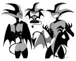  &lt;3 2022 butt demon digital_drawing_(artwork) digital_media_(artwork) ellipsis helluva_boss humanoid male mammon_(helluva_boss) monochrome saucymist simple_background solo teeth white_background wings 