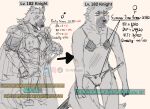  anthro armor arrow_sign before_and_after bikini bodily_fluids bow_ribbon bulge canid canine canis clenched_fists clothed clothing crossdressing dialogue domestic_dog dr.whiger ears_down embarrassed english_text eyes_closed female_symbol gameplay_mechanics gender_symbol hi_res hud knight male male_symbol mammal melee_weapon mostly_nude panties_bulge pivoted_ears scabbard shopping sketch solo swimwear sword symbol tears text translucent translucent_clothing warrior weapon 
