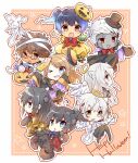  &gt;_o 4boys 4girls angel_costume animal_ears bow bowtie candy cape cat_ears chibi collar eunie_(xenoblade) food food-themed_hair_ornament glasses hair_ornament halloween_bucket halloween_costume halo happy_halloween hat head_wings jiangshi_costume lanz_(xenoblade) m_(xenoblade) mio_(xenoblade) multiple_boys multiple_girls mummy_costume n_(xenoblade) noah_(xenoblade) one_eye_closed ponytail pumpkin_hair_ornament sena_(xenoblade) side_ponytail taion_(xenoblade) top_hat ui_frara vampire_costume wand werewolf_costume xenoblade_chronicles_(series) xenoblade_chronicles_3 