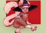  anthro butt clothing derpyrider female hat headgear headwear hi_res invalid_tag pinup pose presenting smile solo witch_hat 