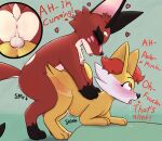  &lt;3 abdominal_bulge absurd_res animal_genitalia animal_penis anus balls blush bodily_fluids butt canid canine canine_penis close-up cum cum_drip cum_inflation cum_inside dialogue dripping duo ejaculation fangs female fennec fennekin feral fox generation_6_pokemon generation_8_pokemon genital_fluids genitals hi_res inflation knot knotting laserkitten looking_pleasured male male/female mammal nickit nintendo paws penetration penis pokemon pokemon_(species) saffron_(laserkitten) saliva saliva_drip sex side_view translucent vaginal vaginal_penetration video_games 