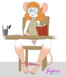  anthro big_glasses book bottomless chair clothed clothing eyewear female fingering fingering_self freckles fur furniture glasses hair hi_res juicydemon mammal masturbation mouse murid murine nerd opaque_glasses open_mouth orange_hair panties panties_around_legs panties_down partially_clothed pen reading rodent round_glasses sitting solo sweater topwear turtleneck underwear underwear_down vaginal vaginal_fingering vaginal_masturbation white_body white_fur 