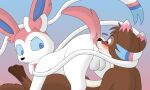  anus balls blue_eyes blush brown_body butt duo eeveelution feral generation_6_pokemon genitals hi_res male male/male nintendo pokemon pokemon_(species) skateryena sniffing sniffing_anus sylveon video_games white_body 