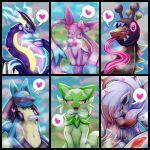  &lt;3 &lt;3_eyes absurd_res anthro bedroom_eyes blurred_background blush blush_lines bodily_fluids breath canid canine digital_drawing_(artwork) digital_media_(artwork) dragon eeveelution eyelashes farigiraf felid feline female feral generation_4_pokemon generation_6_pokemon generation_9_pokemon giraffid glowing glowing_eyes group hi_res hisuian_form hisuian_zoroark hypnosis kanakakia legendary_pokemon long_tongue looking_at_viewer lucario lust mammal mind_control miraidon narrowed_eyes nintendo open_mouth panting pokemon pokemon_(species) raised_tail regional_form_(pokemon) seductive sitting sneer sprigatito standing sylveon tears tongue tongue_out v-shaped_eyebrows video_games 