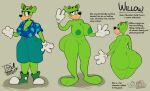  anthro big_breasts breasts butt cervid cleavage clothed clothing female footwear gloves green_body handwear mammal model_sheet shoes toonsexual toontown_online toontown_rewritten toony_eyes willow 