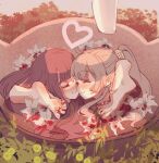  2girls 856685472 bangs blood cheek-to-cheek closed_mouth crying crying_with_eyes_open death decapitation dismemberment feet flower guro happy heads_together heart multiple_girls original outdoors plant severed_head smile tears tongue tongue_out white_flower yuri 