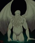  anthro balls coming_at_you cthulhu cthulhu_mythos genitals h.p._lovecraft hermesdidit hi_res male penis simple_background slightly_chubby solo submerged_legs tentacles water wings 