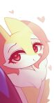  &lt;3 &lt;3_eyes 2022 anthro braixen canid canine cheek_tuft cute_expression daww eyelashes facial_tuft female fluffy_chest fur generation_6_pokemon hi_res inner_ear_fluff looking_at_viewer mammal nintendo offscreen_character pinkcappachino pokemon pokemon_(species) red_body red_fur simple_background smile snout solo standing thick_eyelashes tuft video_games white_background white_body white_fur 
