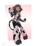  animal_humanoid anthro big_breasts blush bovid bovid_humanoid bovine bovine_humanoid breasts cattle_humanoid clothing digital_media_(artwork) female female/female fur hair hi_res human human_on_anthro humanoid interspecies jellyfish_mermelade mammal mammal_humanoid my_hero_academia nipples ochaco_uraraka open_mouth simple_background smile solo species_transformation tongue transformation 