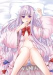  blush long_hair open_clothes open_robe panties patchouli_knowledge purple_eyes purple_hair robe solo striped striped_panties tano touhou underwear 