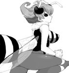  antennae ass bad_id bad_pixiv_id bare_shoulders bee_girl breasts greyscale hizuki_akira insect_girl insect_wings large_breasts monochrome monster_girl pantyhose q-bee short_hair skin_tight solo stinger vampire_(game) wings 