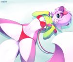  blush bow bra clothing female fifi_la_fume fur hair hair_over_eye hi_res looking_at_viewer mammal mephitid multicolored_fur open_mouth panties phone purple_fur skunk solo sweater tiny_toon_adventures tsampikos two_tone_fur underwear undressing warner_brothers 