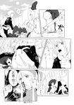  1girl 2boys bad_id bad_pixiv_id blood comic crutch douganebuibui falling female_pervert fujoshi greyscale heroman joey_jones lina_davis monochrome multiple_boys nosebleed pervert pun simon_kaina translated tripping 