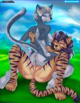  absurd_res alice_(waffu) anthro duo female fureverick genitals hi_res on_top pussy tezza_(ionic44) 