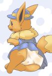  brown_body butt camel_toe clothing eevee female feral generation_1_pokemon genital_outline hat headgear headwear hi_res nintendo pokemon pokemon_(species) pu_sukebe pussy_outline solo underwear video_games 