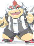  2022 anthro belly biped bottomwear bowser clothing hi_res kemono kisukemk777 koopa male mario_bros musclegut nintendo scalie shirt shorts solo topwear video_games 