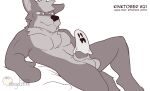  canid canine canis erection ghost hi_res kinktober lounging male mammal moblie monochrome solo spirit wolf 