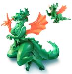  2022 anthro anthrofied biped breasts breath_powers digital_media_(artwork) dragon elemental_manipulation female fire fire_breathing fire_manipulation fivel green_body green_scales hi_res lego lego_dragon_(6129c03) photo_reference red_wings scales scalie simple_background solo western_dragon white_background wings 