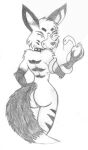  anthro apple butt collar female genitals graphite_(artwork) hyaenid looking_back mammal nude pencil_(artwork) pussy reddragonkan reptile sans_(sanssouci) scalie smile snake solo solo_focus striped_body stripes traditional_media_(artwork) 