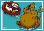  abdominal_bulge anthro aragin belly big_belly brown_body brown_fur canid canine canis domestic_dog feral fox fur great_dane group hanna-barbera internal male male/male mammal mastiff molosser oral_vore orange_body orange_fur organs rumbling_stomach same_size_vore scooby-doo scooby-doo_(series) stomach trio vore 