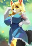  anthro big_breasts blonde_hair breasts brown_eyes canid canine canis domestic_dog female hair herding_dog mammal pastoral_dog slightly_chubby solo wattadawg welsh_corgi ymbren 