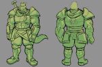  absurd_res anthro armor dragon duo dynogreeno hi_res horn horned_humanoid humanoid male model_sheet muscular muscular_male navel reptile scalie scar scarf simple_background solo 
