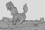  2022 anon anthro anthro_penetrated bed biped breasts claws cowgirl_position digital_media_(artwork) digitigrade duo faceless_character faceless_human faceless_male facial_scar female female_on_top female_penetrated from_front_position furniture greyscale hi_res human human_on_anthro human_penetrating human_penetrating_anthro hyaenid interspecies lying male male/female male_on_bottom male_penetrating male_penetrating_female mammal monochrome nipple_piercing nipples on_back on_bed on_bottom on_top patecko pawpads paws penetration piercing scar sex simple_background spotted_hyena toe_claws white_background 