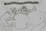  absurd_res anthro bebop belly big_belly bloated burping domestic_pig duo eggo21 facial_piercing hi_res male male/male mammal muscular muscular_male nose_piercing nose_ring piercing rhinocerotoid ring_piercing rocksteady suid suina sus_(pig) teenage_mutant_ninja_turtles tongue tongue_out 