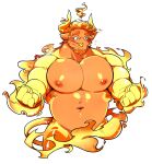  2022 anthro beard facial_hair genie genie_(ben300) hi_res horn male muscular muscular_male mustache navel nipples orange_body pecs seintaur solo 