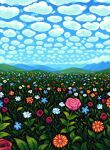  absurdres blue_flower blue_sky day english_commentary field flower flower_field highres mountainous_horizon nature no_humans orange_flower original outdoors pink_flower pink_rose pixel_art purple_flower red_flower red_rose rose sky tofupixel when_you_see_it 