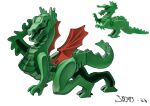  2022 anthro anthrofied breasts crawling dragon featureless_breasts female green_body green_scales j_hughes lego lego_dragon_(6129c03) living_toy membrane_(anatomy) membranous_wings nude open_mouth pose reference_image scales simple_background solo toy white_background wings 