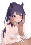  1girl bangs blush breasts camisole censored choker collarbone feint721 gloves gradient_hair heart heart_choker hetero highres hololive hololive_english long_hair looking_at_viewer mole mole_under_eye mosaic_censoring multicolored_hair ninomae_ina&#039;nis open_mouth orange_hair penis pointy_ears ponytail purple_hair sidelocks small_breasts solo_focus strap_slip tentacle_hair very_long_hair virtual_youtuber white_camisole white_choker white_footwear white_gloves 