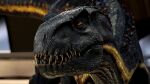  16:9 2022 3d_(artwork) 4k absurd_res all_fours black_body black_scales blurred_background digital_media_(artwork) dinosaur feral headshot_portrait hi_res hybrid indoraptor ivorylagiacrus jurassic_park jurassic_world looking_at_viewer male male_(lore) multicolored_body multicolored_scales open_mouth orange_eyes orange_sclera portrait pupils reptile ripper_(jurassic_world) scales scalie sharp_teeth slit_pupils solo spikes teeth theropod tongue two_tone_body two_tone_scales universal_studios widescreen yellow_body yellow_scales 