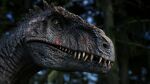  16:9 2022 3d_(artwork) 4k absurd_res ambiguous_gender blurred_background broken_teeth carcharodontosaurid detailed_background digital_media_(artwork) dinosaur dorsal_ridge feral giganotosaurus grey_body grey_scales headshot_portrait hi_res ivorylagiacrus jurassic_park jurassic_world jurassic_world:_dominion looking_away portrait pupils reptile scales scalie slit_pupils solo teeth theropod universal_studios widescreen wounded yellow_eyes yellow_sclera 