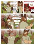  anthro capreoline cervid clothed clothing comic dialogue forest hi_res hose male mammal moose nardodraws plant shrug thought_bubble tree 