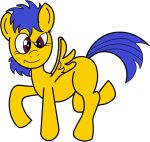  blue_hair digital_drawing_(artwork) digital_media_(artwork) equid equine eyebrows female feral friendship_is_magic hair hasbro hooves horse mammal my_little_pony pegasus pony quadruped quickfire raised_eyebrow reddragonkan smile solo wings yellow_body young 