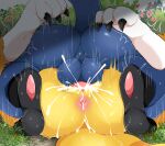  anthro anus balls bandai_namco blue_body bodily_fluids butt cum cum_in_pussy cum_inside digimon digimon_(species) duo female female_penetrated from_front_position generation_4_pokemon genital_fluids genitals hi_res lucario male male/female male_penetrating male_penetrating_female mating_press nintendo penetration penile penile_penetration penis_in_pussy pokemon pokemon_(species) prrrrrrmine renamon sex vaginal vaginal_penetration video_games yellow_body 