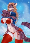  anthro breasts clothing felid feline female focus_on_eyes hair mammal seascape solo 