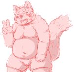  2022 ailurid anthro belly blush clothing humanoid_hands kemono kota&acute; male mammal moobs overweight overweight_male red_panda sketch solo tongue tongue_out underwear 